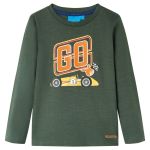 Tricou copii mâneci lungi, verde închis, 128 GartenMobel Dekor