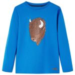 Tricou de copii cu mâneci lungi, albastru cobalt, 116 GartenMobel Dekor