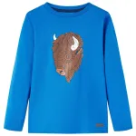 Tricou de copii cu mâneci lungi, albastru cobalt, 116 GartenMobel Dekor