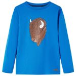 Tricou de copii cu mâneci lungi, albastru cobalt, 128 GartenMobel Dekor