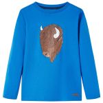 Tricou de copii cu mâneci lungi, albastru cobalt, 92 GartenMobel Dekor