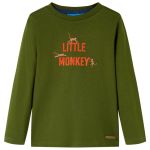 Tricou de copii cu mâneci lungi kaki închis 92 GartenMobel Dekor