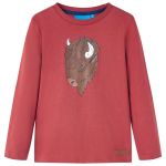 Tricou pentru copii cu mâneci lungi, roșu ars, 104 GartenMobel Dekor