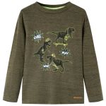 Tricou copii, mâneci lungi, kaki închis melanj, 116 GartenMobel Dekor