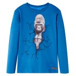 Tricou copii cu mâneci lungi, albastru petrol, 128 GartenMobel Dekor