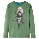 Tricou de copii cu mâneci lungi, kaki deschis, 116 GartenMobel Dekor
