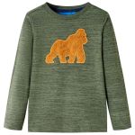 Tricou de copii cu mâneci lungi, kaki melanj, 92 GartenMobel Dekor