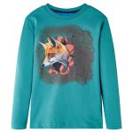 Tricou copii cu mâneci lungi albastru verzui închis 104 GartenMobel Dekor