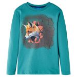 Tricou copii cu mâneci lungi albastru verzui închis 116 GartenMobel Dekor