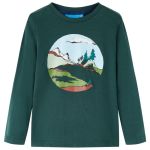 Tricou de copii cu mâneci lungi verde închis 116 GartenMobel Dekor