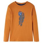 Tricou pentru copii cu mâneci lungi, ocru închis, 116 GartenMobel Dekor