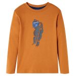 Tricou pentru copii cu mâneci lungi, ocru închis, 128 GartenMobel Dekor