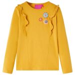 Tricou de copii cu mâneci lungi, ocru închis, 128 GartenMobel Dekor