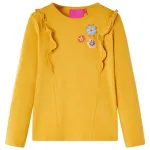 Tricou de copii cu mâneci lungi, ocru închis, 128 GartenMobel Dekor