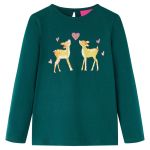 Tricou de copii cu mâneci lungi verde închis 128 GartenMobel Dekor