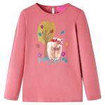 Tricou pentru copii cu mâneci lungi, roz antichizat, 128 GartenMobel Dekor