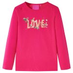 Tricou pentru copii cu mâneci lungi, roz aprins, 104 GartenMobel Dekor