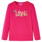 Tricou pentru copii cu mâneci lungi, roz aprins, 92 GartenMobel Dekor
