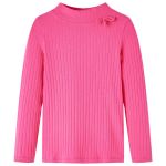 Tricou de copii cu mâneci lungi, tricot cu nervuri, roz aprins, 128 GartenMobel Dekor