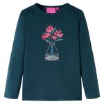 Tricou de copii cu mâneci lungi, verde închis, 116 GartenMobel Dekor
