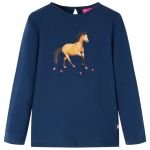 Tricou pentru copii cu mâneci lungi, bleumarin, 128 GartenMobel Dekor