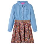 Rochie pentru copii cu mâneci lungi, bleumarin și albastru denim, 104 GartenMobel Dekor
