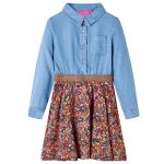 Rochie pentru copii cu mâneci lungi, bleumarin și albastru denim, 128 GartenMobel Dekor