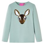 Tricou copii cu mâneci lungi verde mentă mediu 104 GartenMobel Dekor