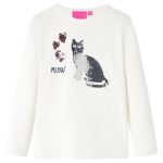 Tricou de copii cu mâneci lungi, ecru, 128 GartenMobel Dekor