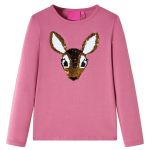 Tricou pentru copii cu mâneci lungi roz zmeură 128 GartenMobel Dekor