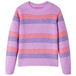 Pulover pentru copii tricotat, dungi liliac și roz, 128 GartenMobel Dekor