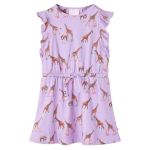 Rochie de copii, mâneci cu volane șnur talie, lila 104 GartenMobel Dekor