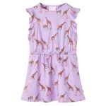 Rochie de copii, mâneci cu volane șnur talie, lila 140 GartenMobel Dekor