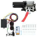 Troliu electric 12 V 1360 kg cu placă montare, rolă ghidaj telecomandă GartenMobel Dekor