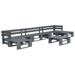 Set mobilier de grădină din paleți, 6 piese, gri, lemn GartenMobel Dekor
