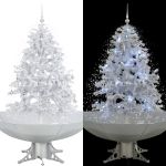 Brad de Crăciun cu ninsoare și bază umbrelă, alb, 140 cm GartenMobel Dekor