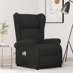 Fotoliu de masaj cu ridicare, negru, material textil GartenMobel Dekor