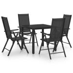Set de masă pentru grădină, 5 piese, negru, aluminiu GartenMobel Dekor