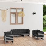 Set mobilier de grădină cu perne, 7 piese, lemn masiv de pin GartenMobel Dekor