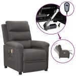 Fotoliu de masaj electric rabatabil, gri închis, textil GartenMobel Dekor