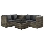 Set mobilier de grădină cu perne, 4 piese, poliratan, gri GartenMobel Dekor