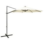 Umbrelă în consolă cu stâlp și LED-uri, nisipiu, 300 cm GartenMobel Dekor