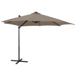 Umbrelă în consolă cu stâlp și LED-uri, taupe, 300 cm GartenMobel Dekor
