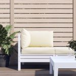 Perne de canapea din paleți, 3 buc., alb crem, material textil GartenMobel Dekor
