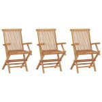 Scaune de grădină pliabile, 3 buc., lemn masiv de tec GartenMobel Dekor