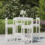 Set mobilier de bar pentru grădină, 5 piese,alb, lemn masiv pin GartenMobel Dekor