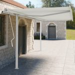 Set stâlp pentru copertină, alb, 450x245 cm, fier  GartenMobel Dekor