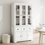 Dulap Înalt "BODO", alb, 115,5x43x200,5 cm, lemn masiv de pin GartenMobel Dekor