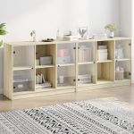 Bibliotecă cu uși stejar sonoma 204x37x75 cm lemn compozit GartenMobel Dekor