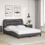 Cadru de pat cu tăblie, gri, 140x190 cm, piele ecologică GartenMobel Dekor